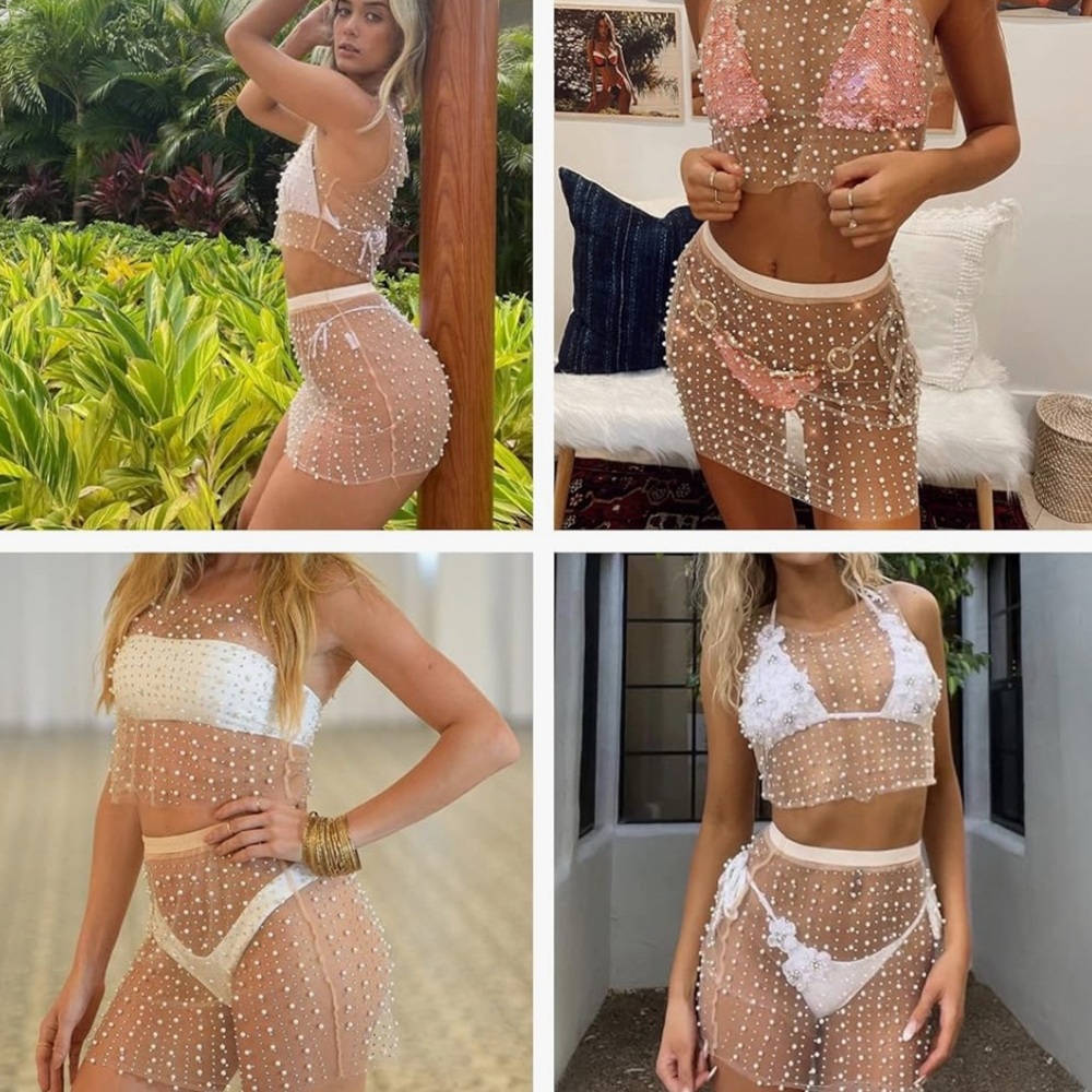 Pearl Mesh Rhinestone Cover Up - Picture 3 of 6